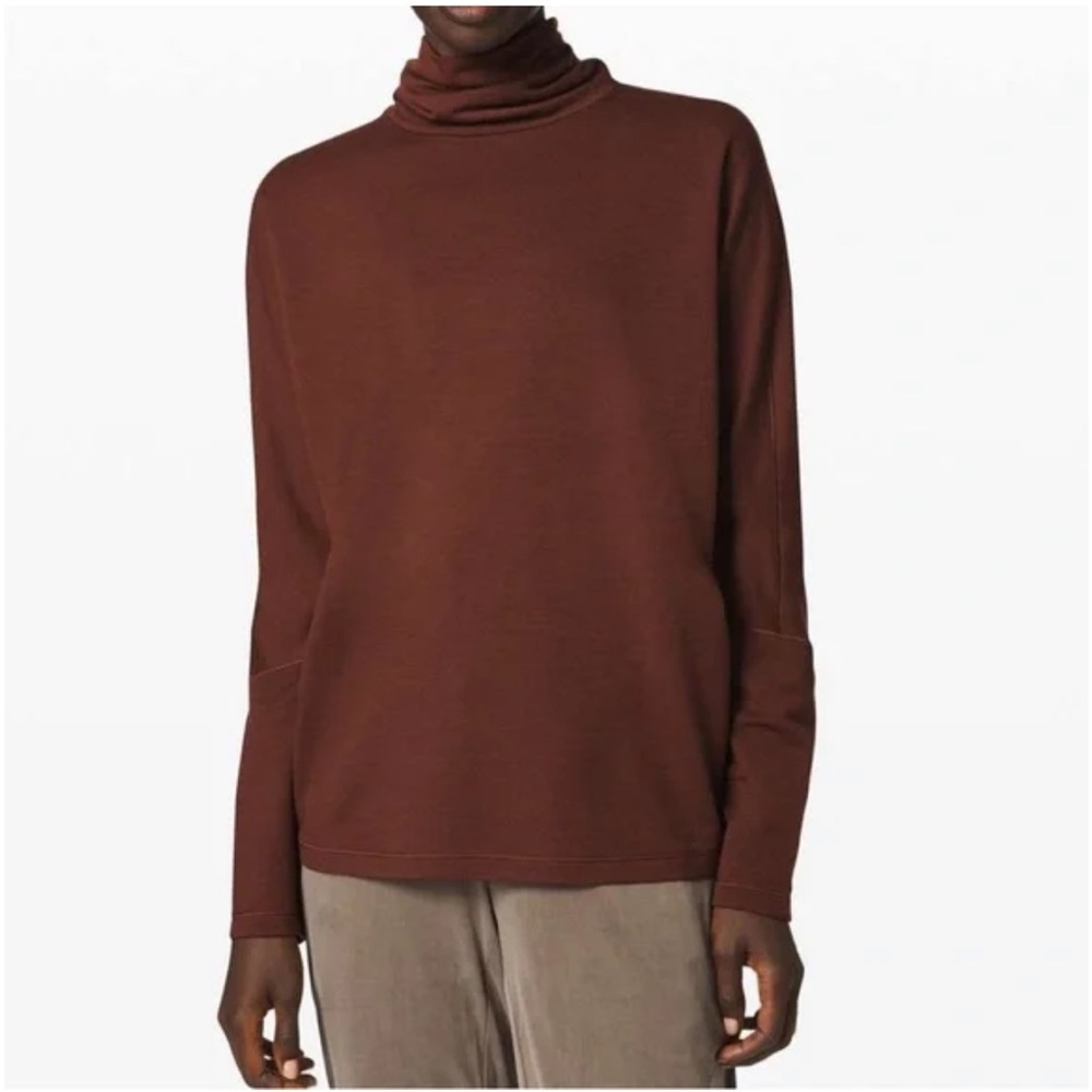 Lululemon | Cedar Brown Merino Wool Blend Turtleneck Pullover Sweatshirt